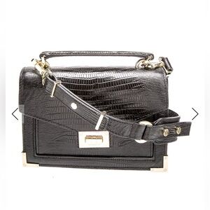 THE KOOPLES Elegant Black Crocodile-Embossed Handbag